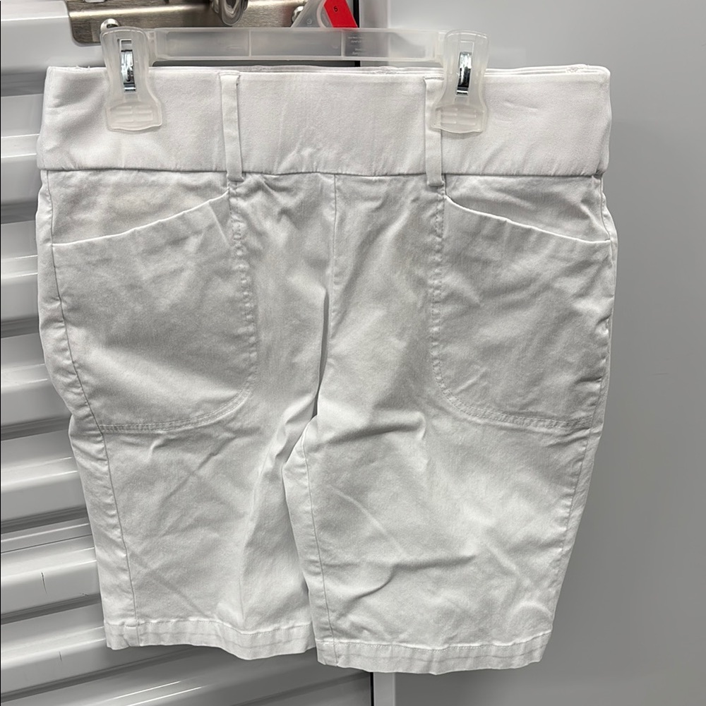Callaway White Flat Front Shorts Crisp Viscose Blend Elastic Waist Golf Womens M - Picture 5 of 16